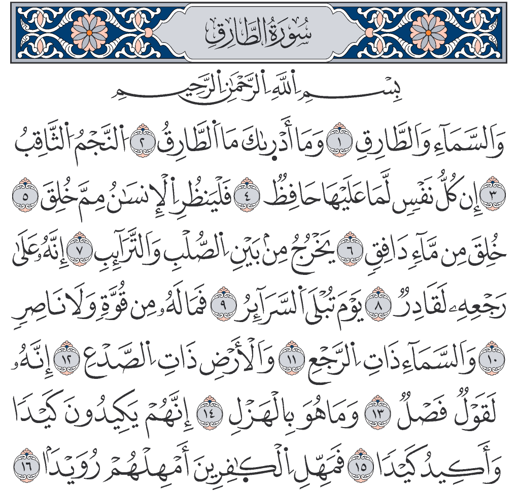 تفسير رؤية سورة الطارق في المنام